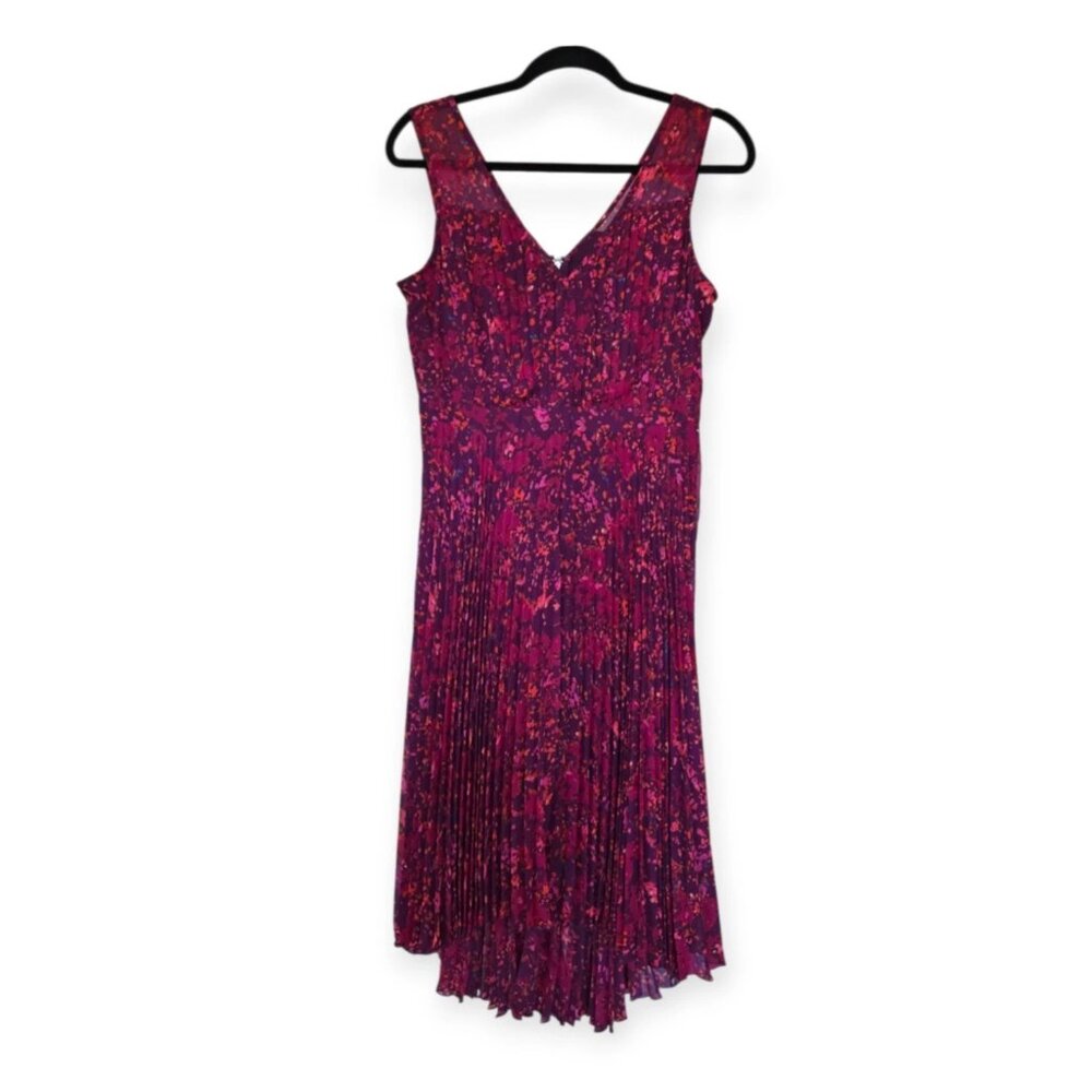 ANTHROPOLOGIE PLENTY BY TRACY REESE Evanthe Pleated Floral Hi-Low Dress Size 8 - Picture 3 of 12